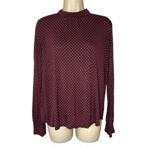 LOFT Burgundy Geometric Blouse